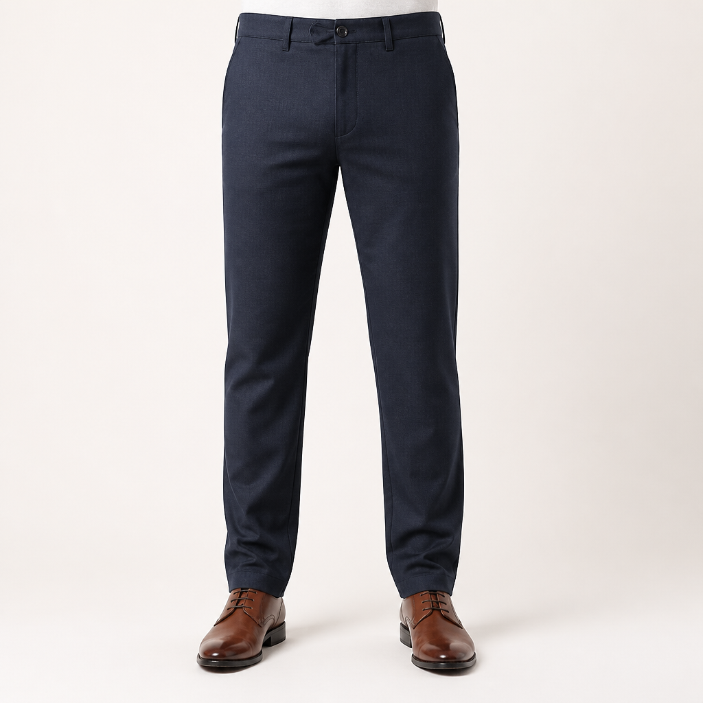 Reuben | Mens Work Straight Leg Business Casual Fleece Lined Trousers, Sapphire