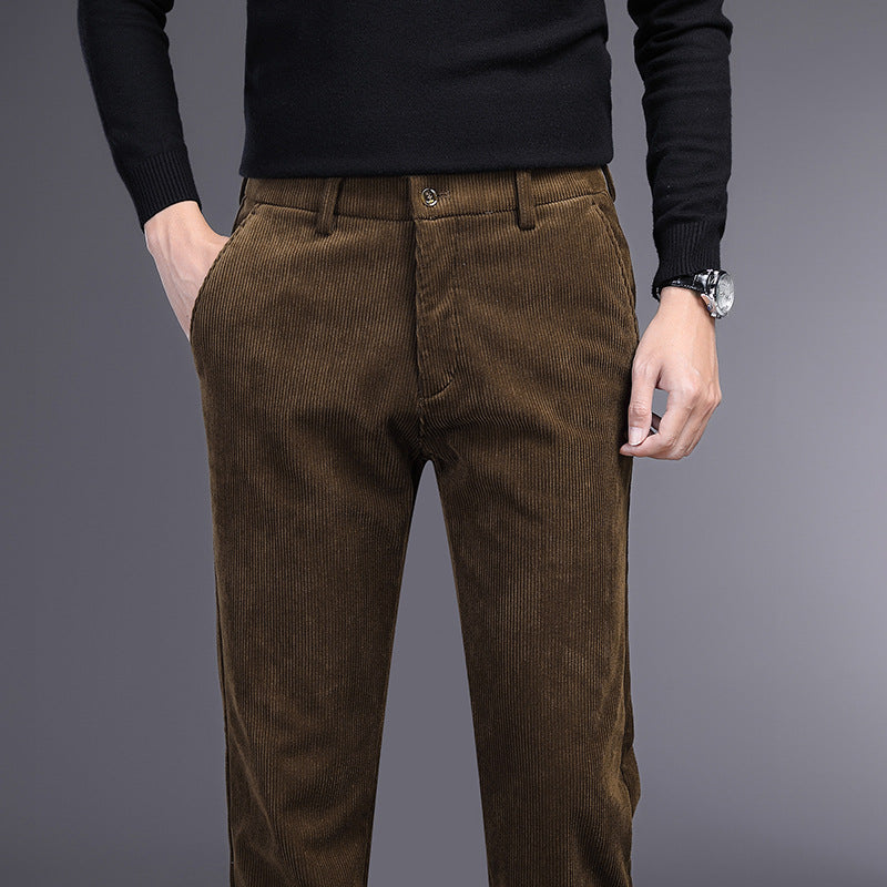 Rex | Mens Corduroy Straight Leg Trousers - 3