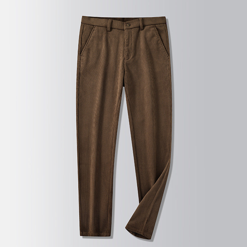 Rex | Mens Corduroy Straight Leg Trousers - Coffee