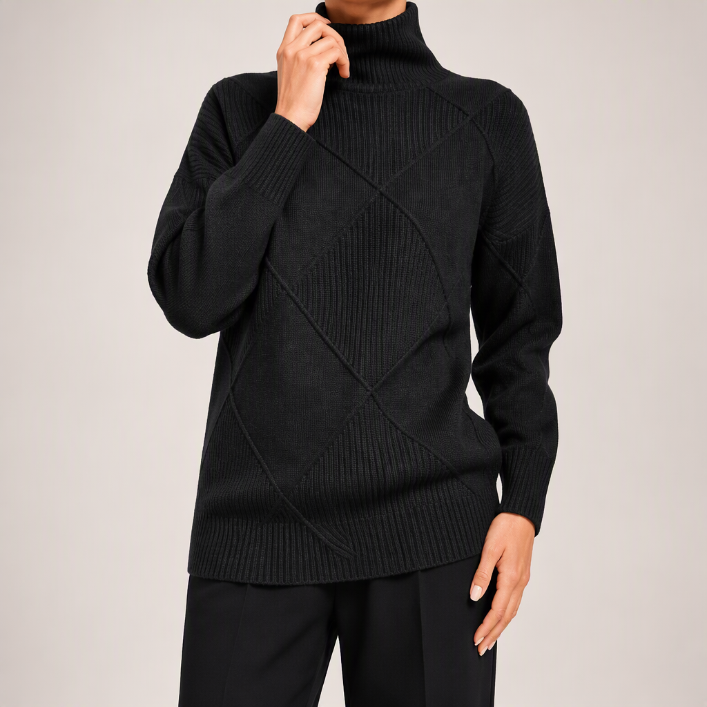 Rhea | Womens Turtleneck Knitted Jumper, Black