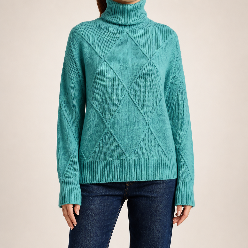 Rhea | Womens Turtleneck Knitted Jumper, Fresh Water Green