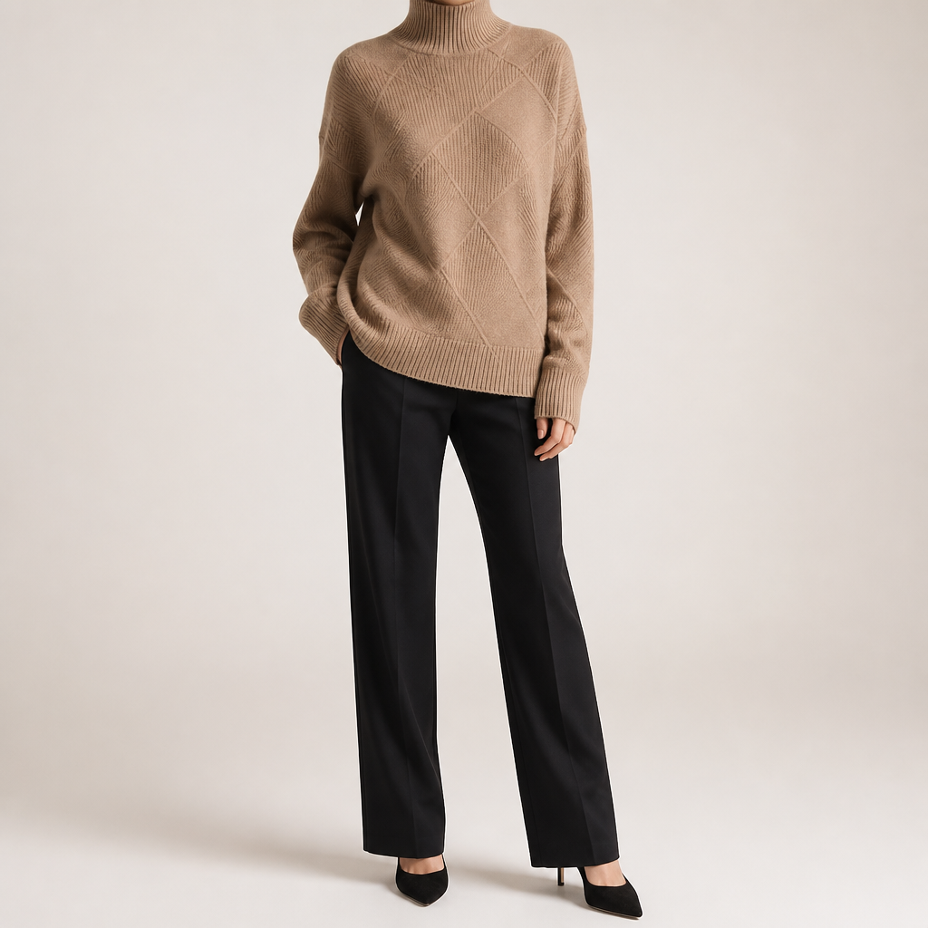 Rhea | Womens Turtleneck Knitted Jumper, Khaki