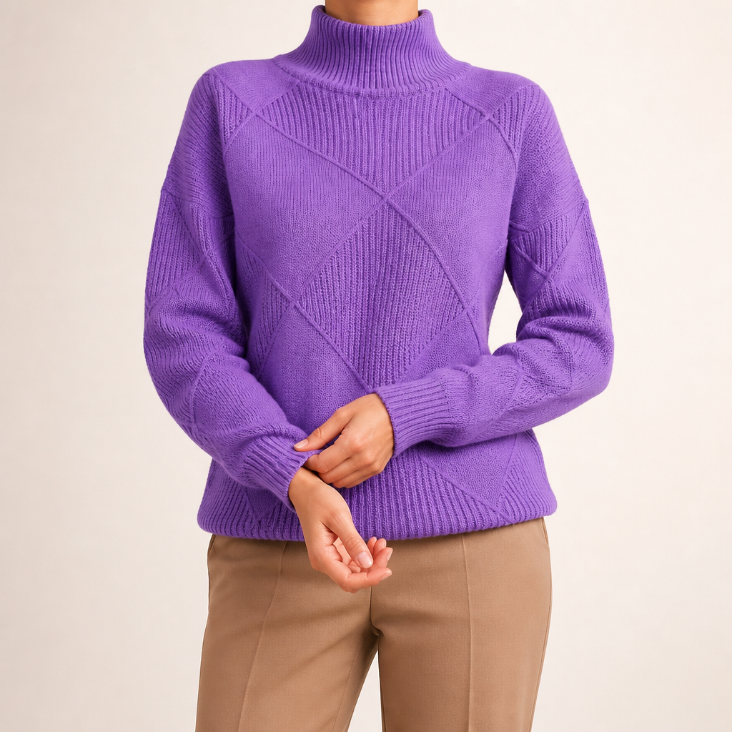 Rhea | Womens Turtleneck Knitted Jumper, Purple