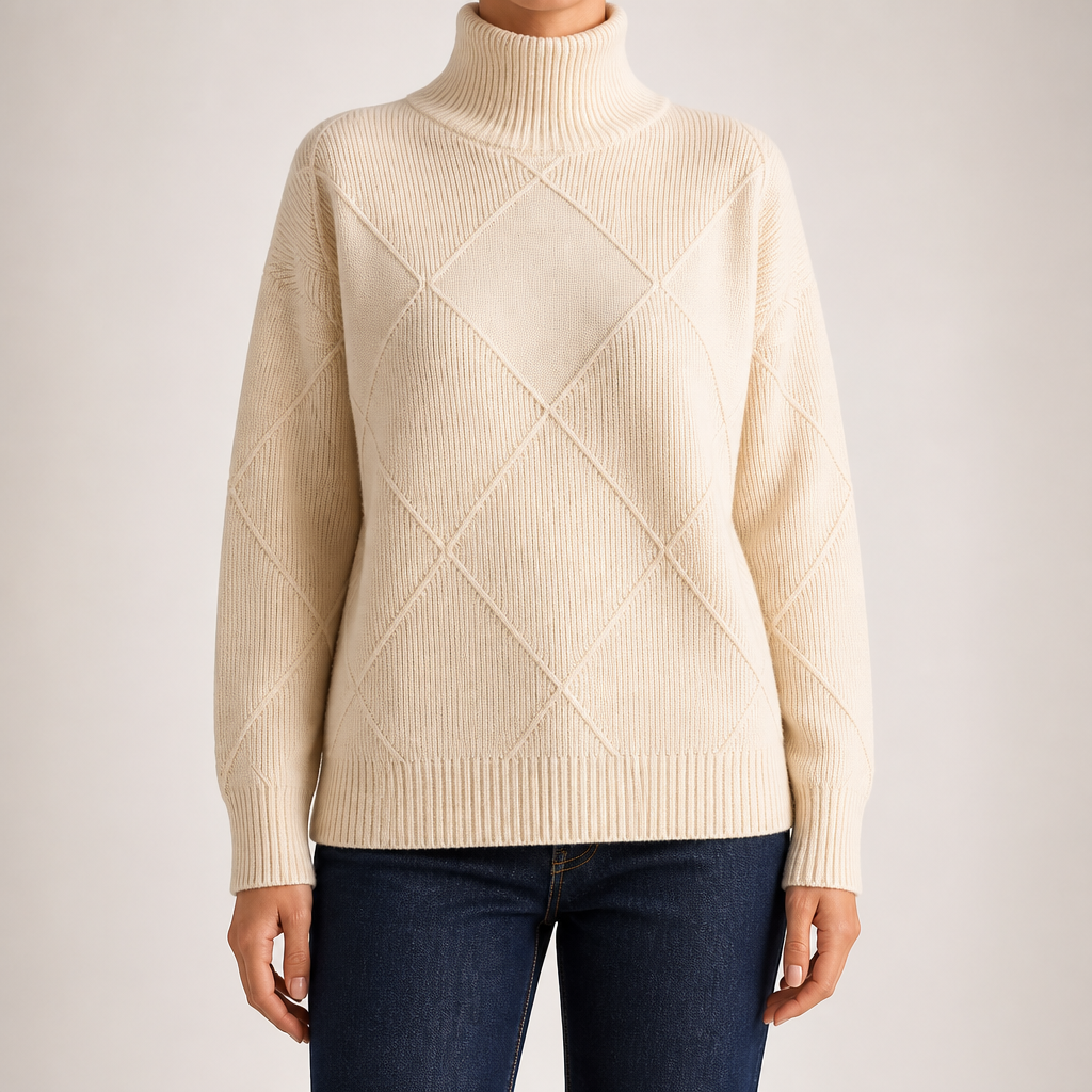 Rhea | Womens Turtleneck Knitted Jumper, White