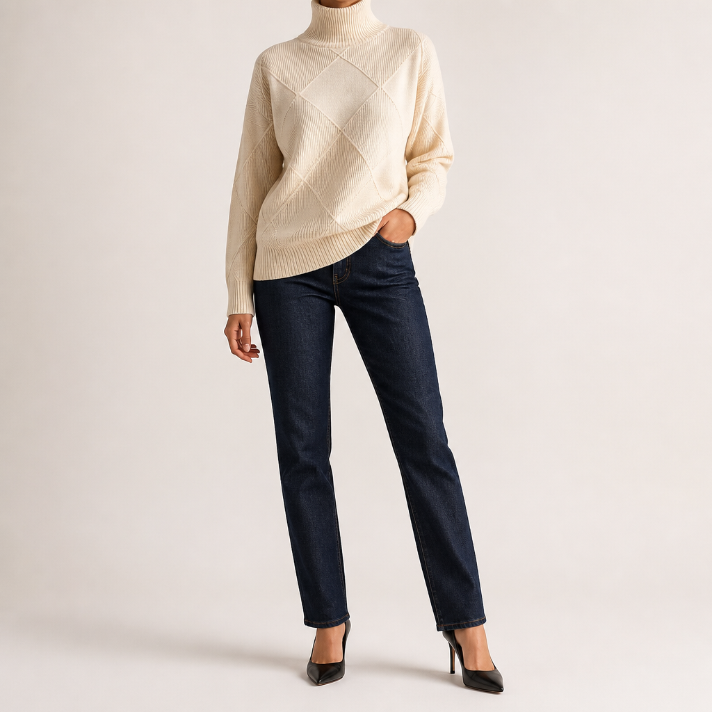 Rhea | Womens Turtleneck Knitted Jumper, White