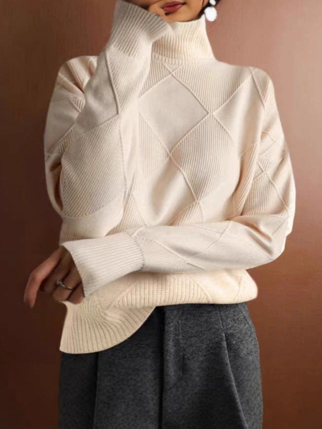Rhea | Womens Turtleneck Knit Sweater, White