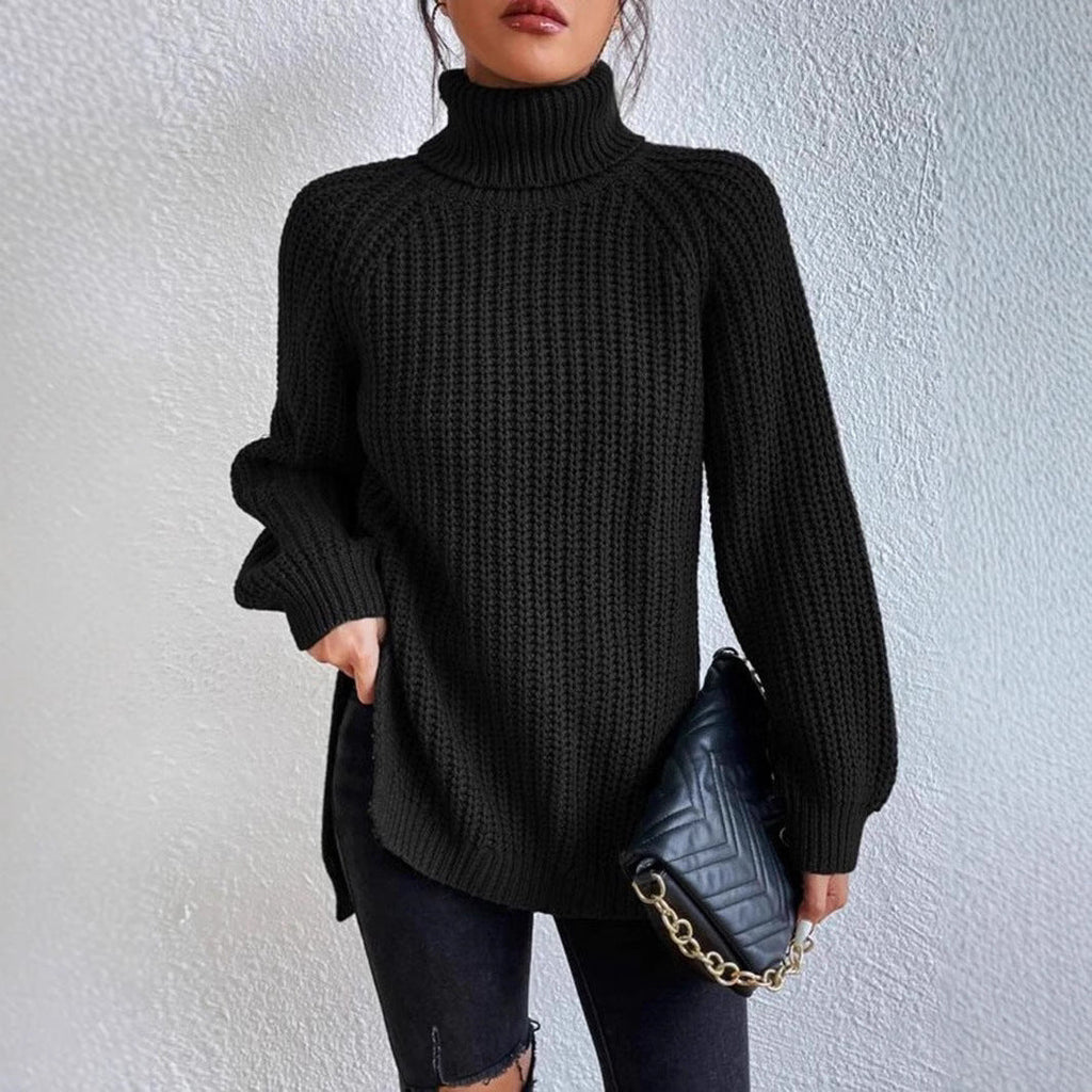 Rhiannon | Womens Raglan Sleeve Split Knitted Jumper Wedding Guest Long Dresses - 2