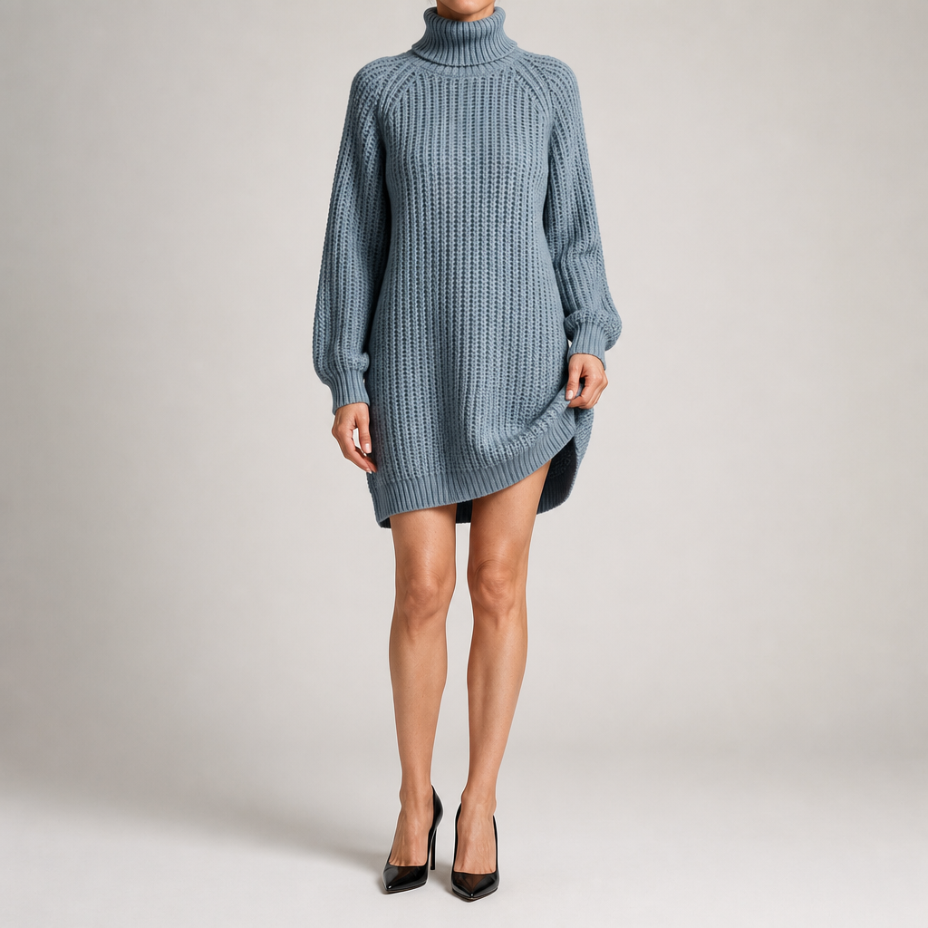 Rhiannon | Womens Wedding Guest Jumper Knitted Split Raglan Sleeve Dresses, Light Grey