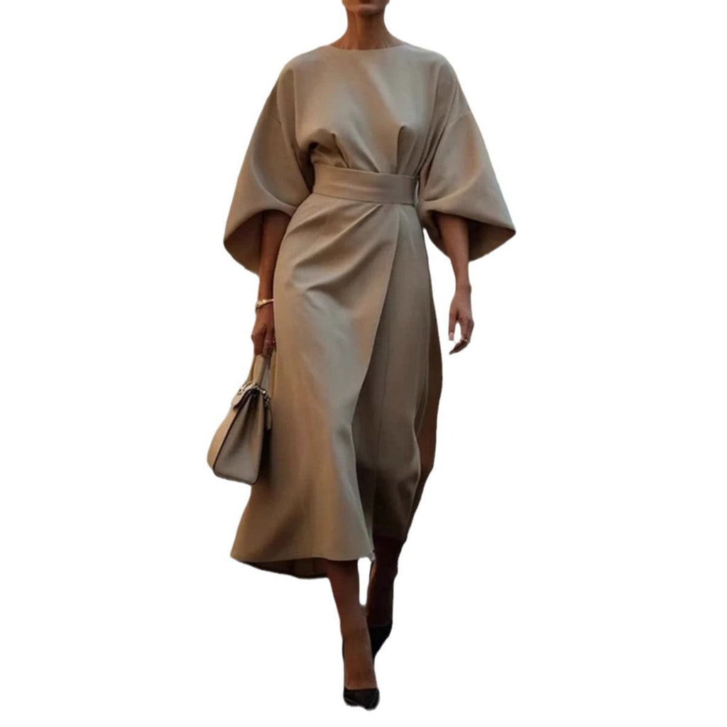 Rhoswen | Womens Batwing Sleeve Waist Cinching Maxi Wedding Guest Elegant Dresses - 5
