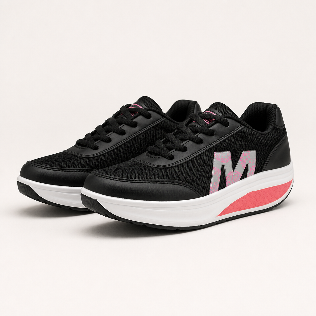 Rina | Womens Running Shoes Trainers Cushioned Mesh Sports Sneakers, Black