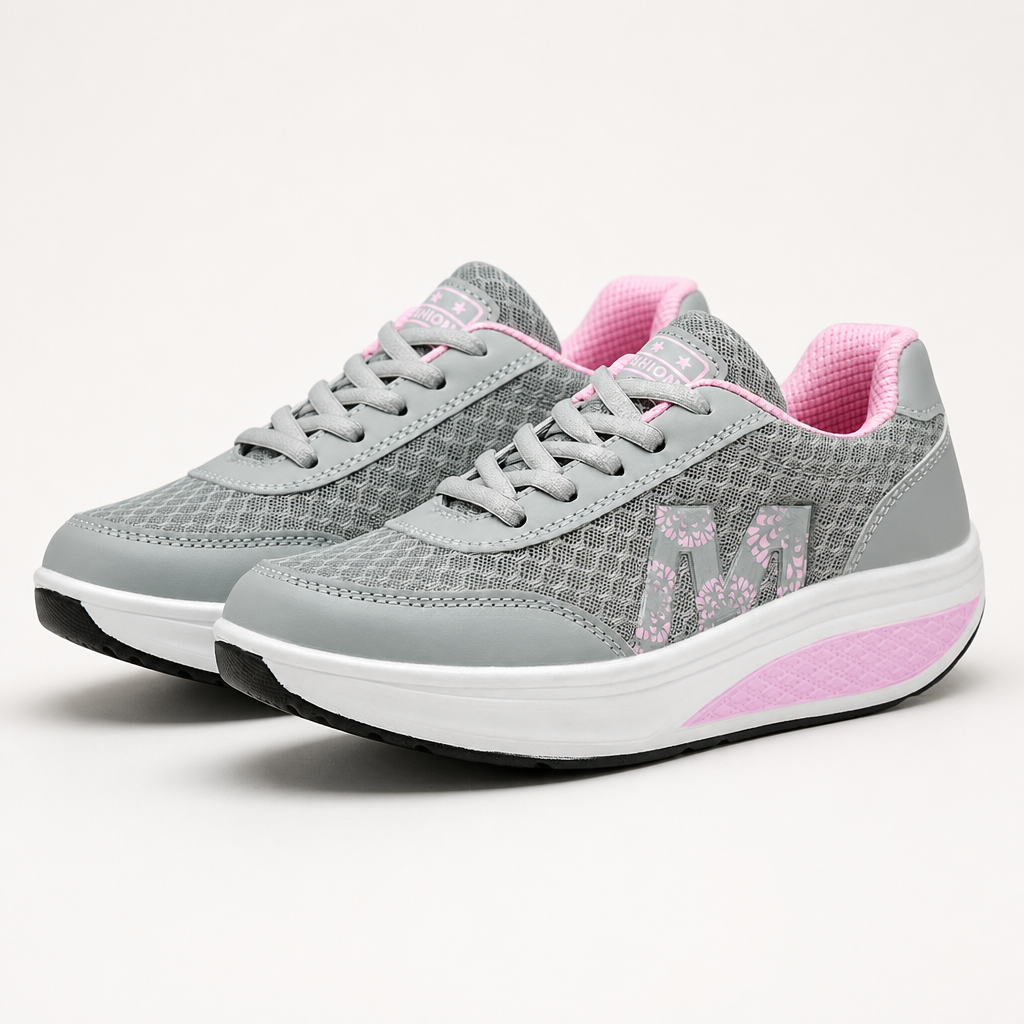 Rina | Womens Running Shoes Trainers Cushioned Mesh Sports Sneakers, Grey