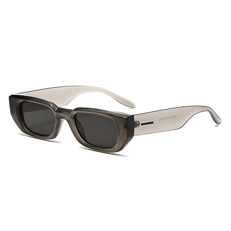 Romy | Womens Small Square Retro Sunglasses - Clear Grey / Black Lens
