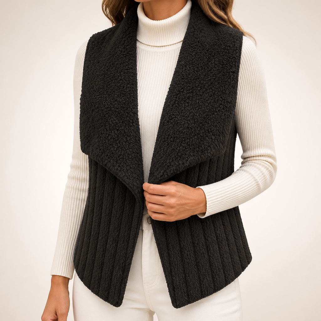 Rosa | Womens Fleece Sleeveless Vest Winter Autumn Gilet Jacket, Black