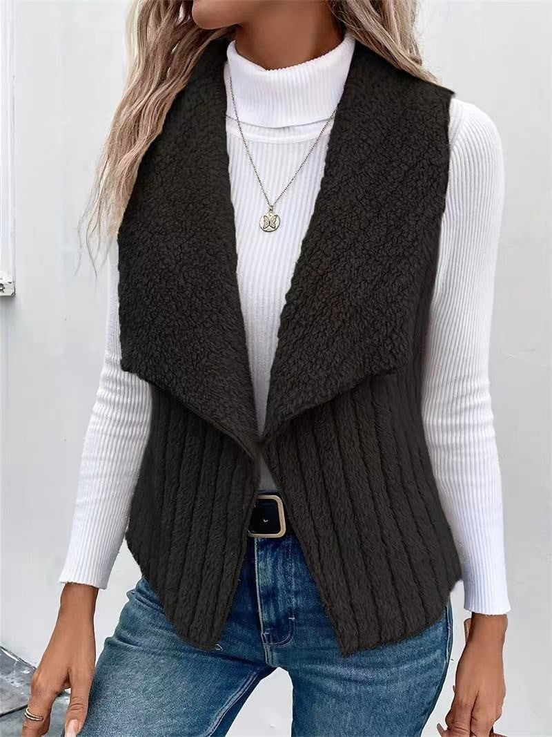 Rosa | Womens Fleece Sleeveless Vest Jacket, Black