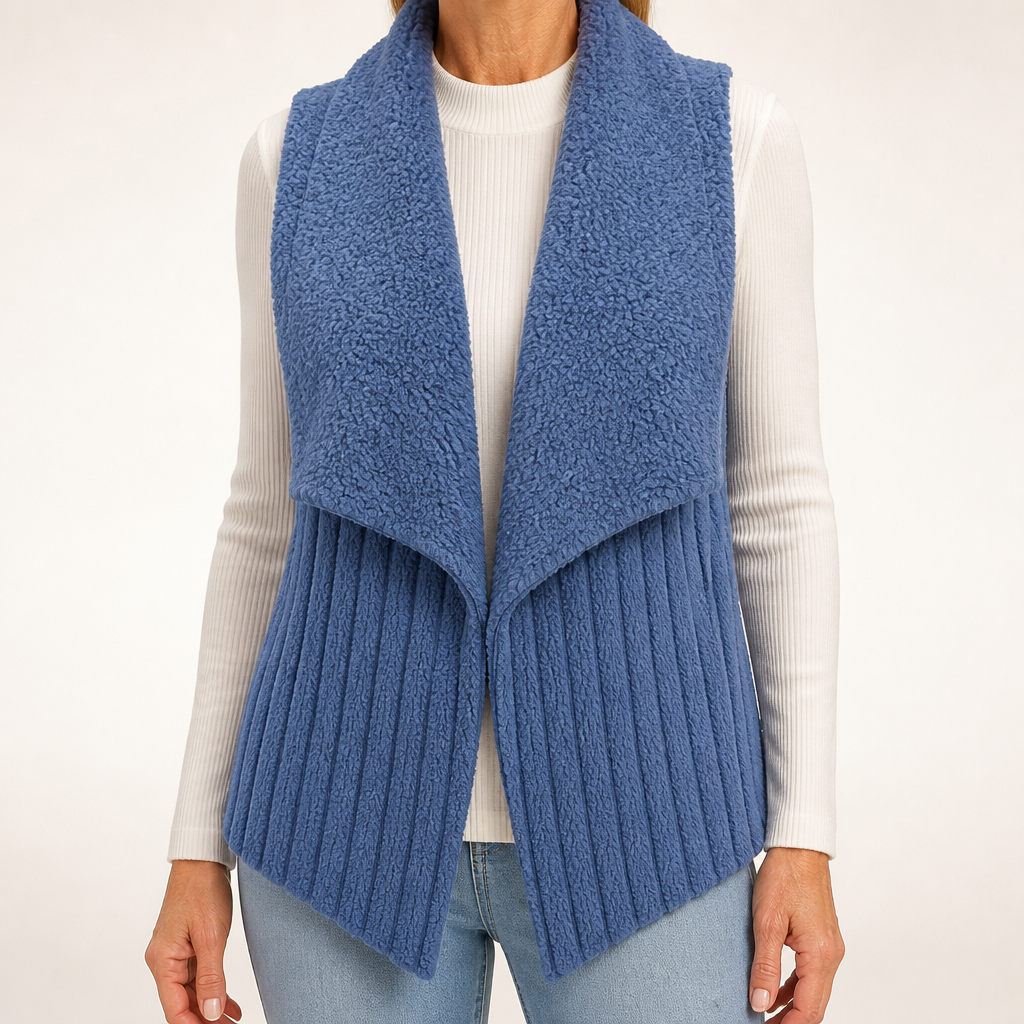 Rosa | Womens Fleece Sleeveless Vest Winter Autumn Gilet Jacket, Blue