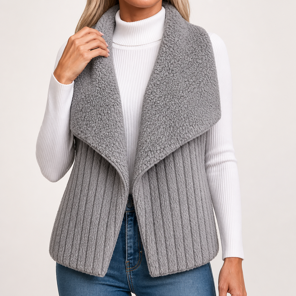 Rosa | Womens Fleece Sleeveless Vest Winter Autumn Gilet Jacket, Grey
