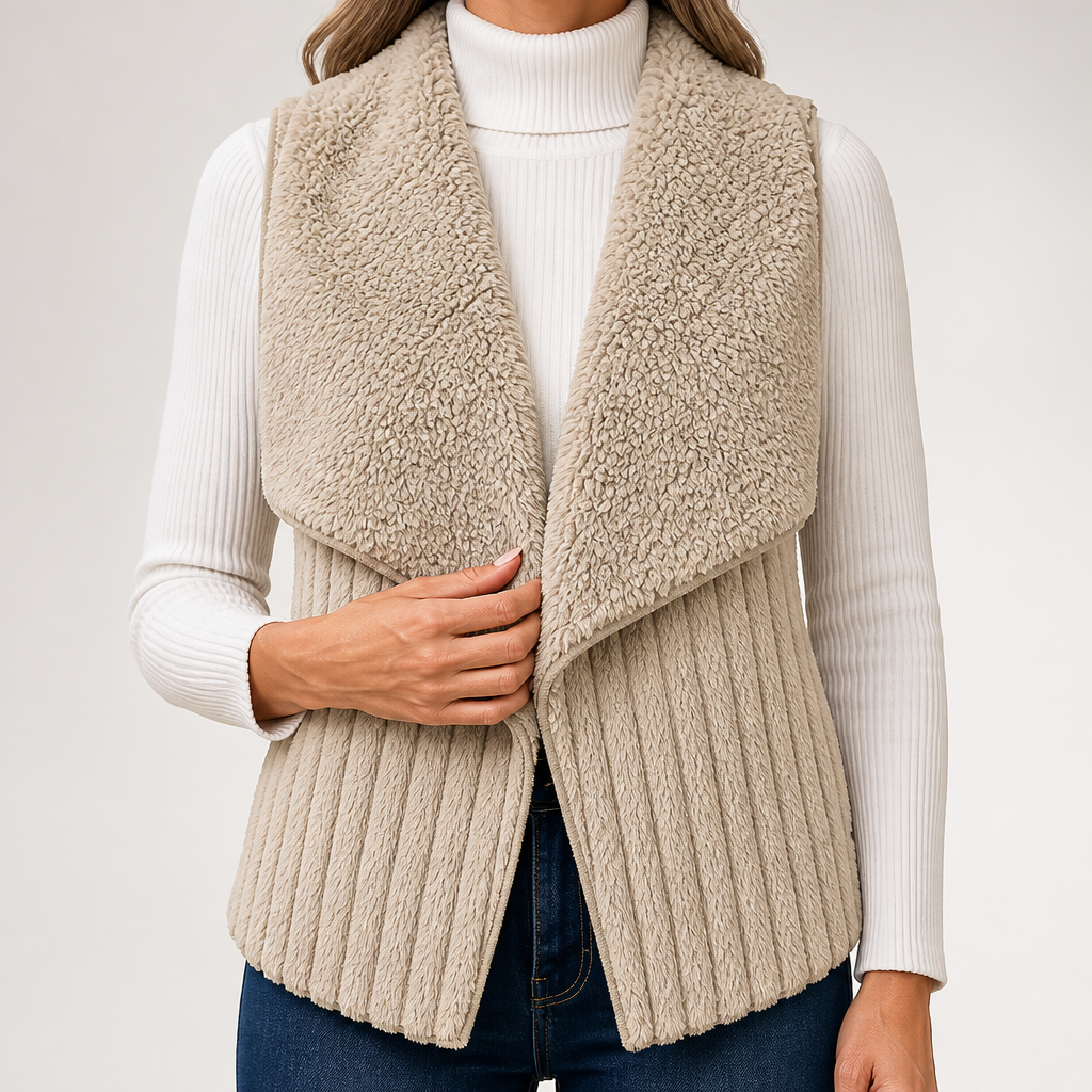 Rosa | Womens Fleece Sleeveless Vest Winter Autumn Gilet Jacket, Khaki