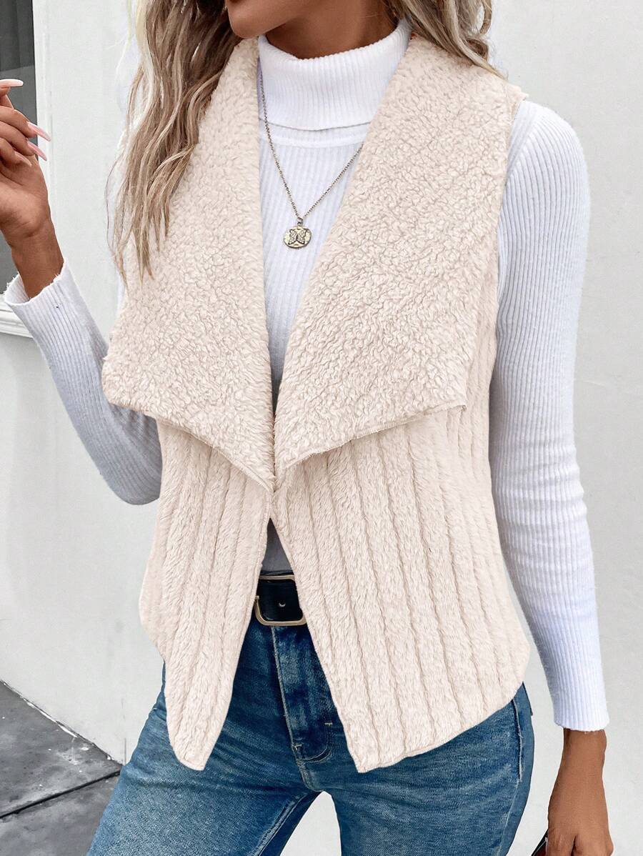 Rosa | Womens Fleece Sleeveless Vest Jacket, Off-White
