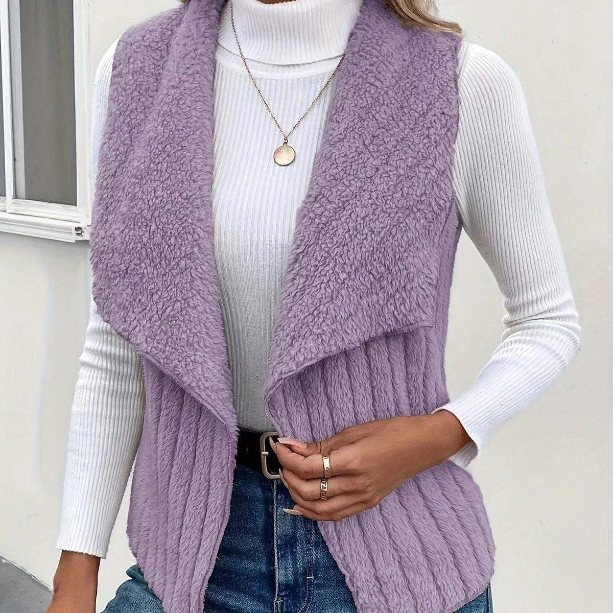 Rosa | Womens Fleece Sleeveless Vest Jacket, Purple