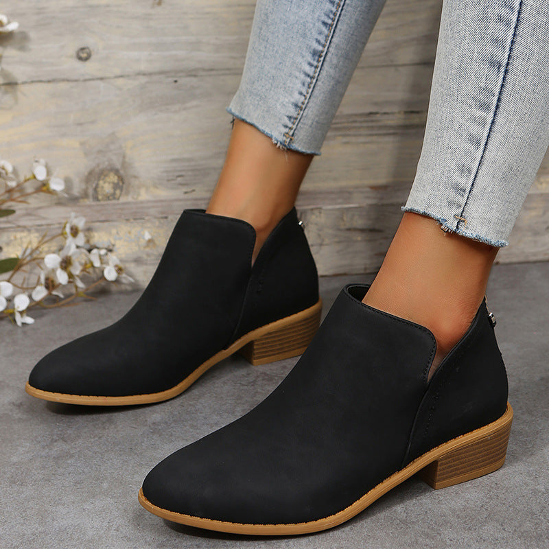 Rosalie | Womens Pointed Toe Block Heel Court Shoes On Pumps - Black