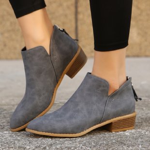 Rosalie | Womens Pointed Toe Block Heel Court Shoes On Pumps - Grey