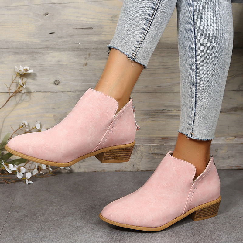 Rosalie | Womens Pointed Toe Block Heel Court Shoes On Pumps - Pink
