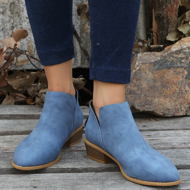 Rosalie | Womens Pointed Toe Block Heel Court Shoes On Pumps - Sky Blue