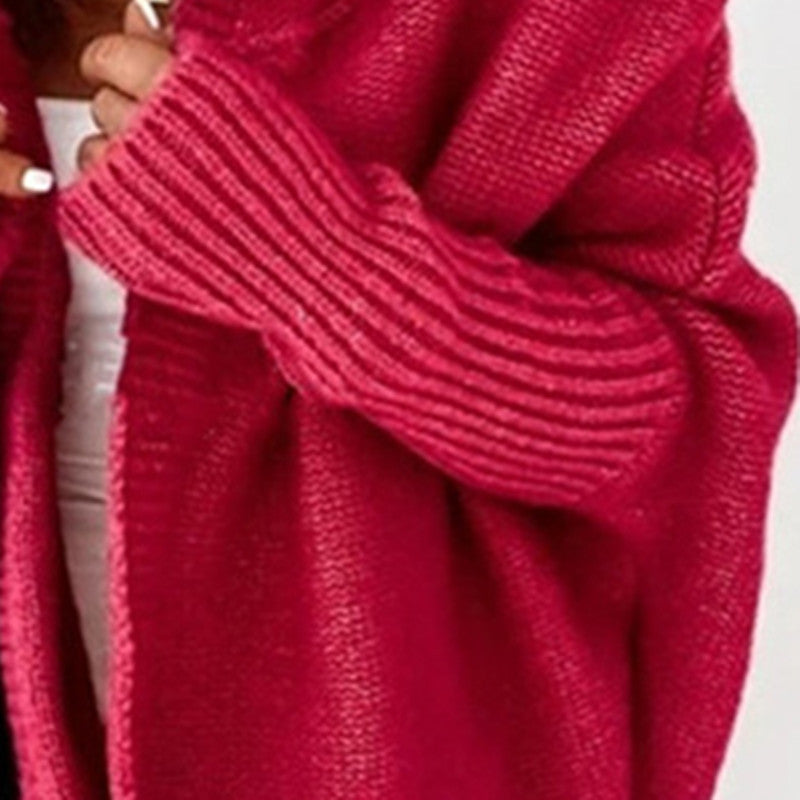 Rosalind | Womens Hooded Knitted Jumper Bat Sleeve Loose Patchwork - 6