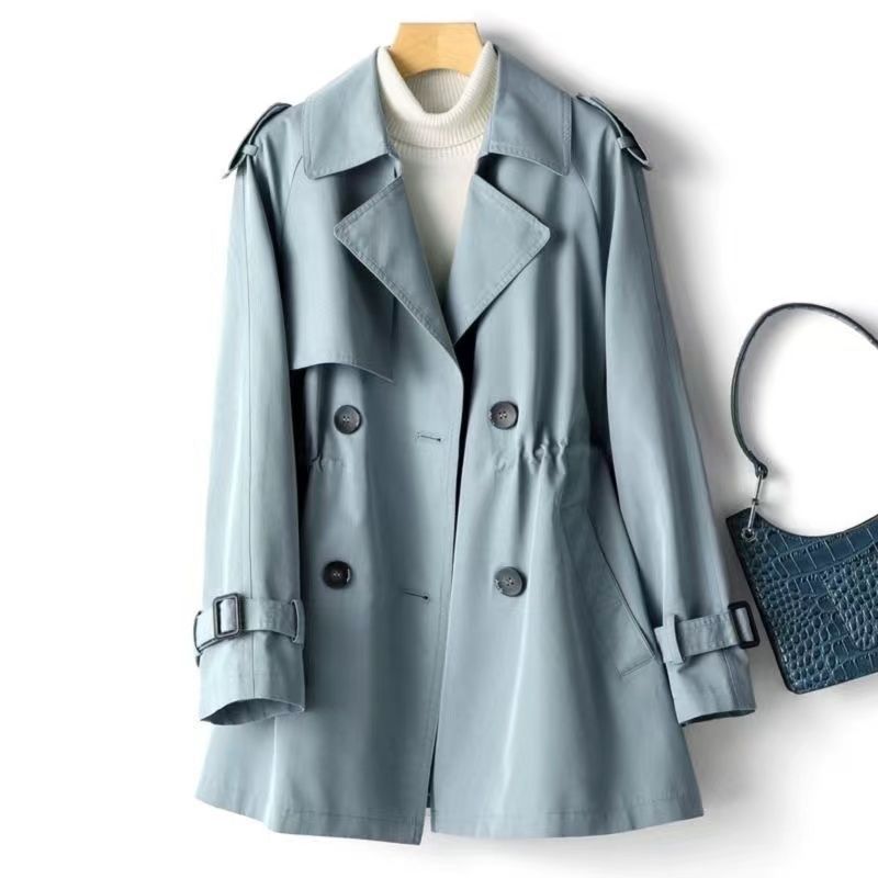 Rosalind | Womens Short Windbreaker Coat - Haze Blue
