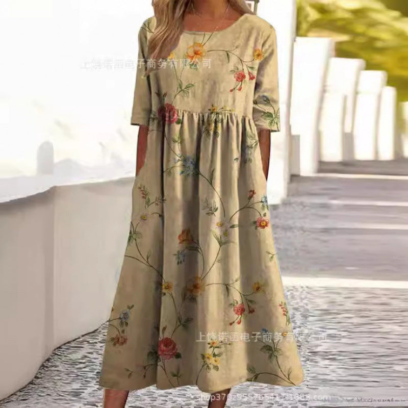Rosanna | Womens V Neck Loose Printed Summer Wedding Guest Dresses - 1