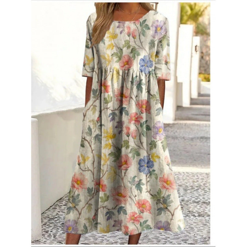 Rosanna | Womens V Neck Loose Printed Summer Wedding Guest Dresses - 11