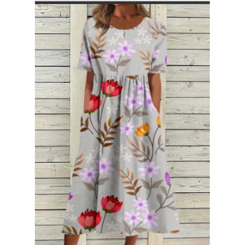 Rosanna | Womens V Neck Loose Printed Summer Wedding Guest Dresses - 12