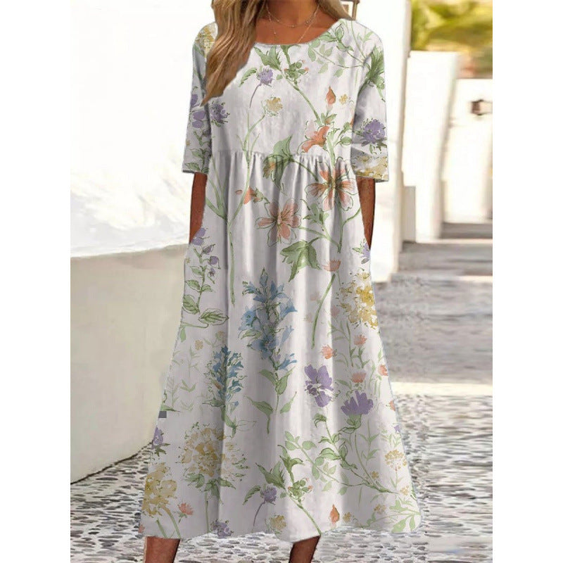 Rosanna | Womens V Neck Loose Printed Summer Wedding Guest Dresses - 14