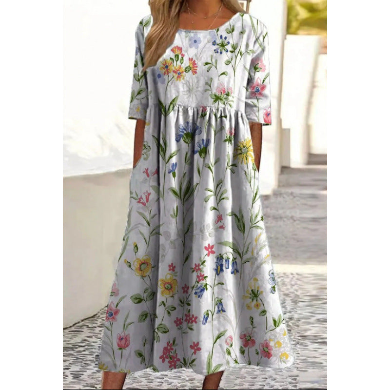 Rosanna | Womens V Neck Loose Printed Summer Wedding Guest Dresses - 7