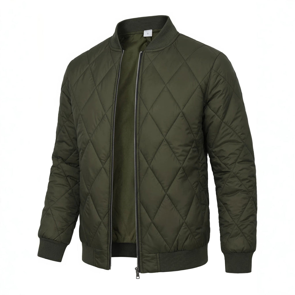 Roscoe | Mens Quilted Bomber Winter Jacket, Army Green