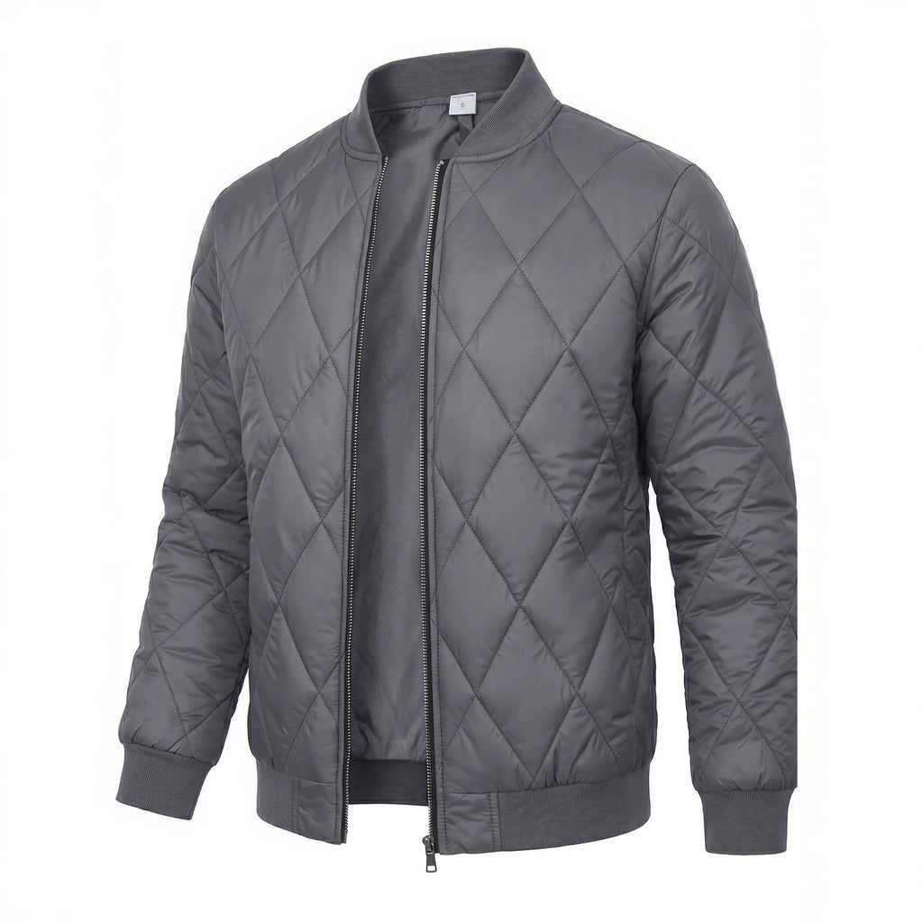 Roscoe | Mens Quilted Bomber Winter Jacket, Grey