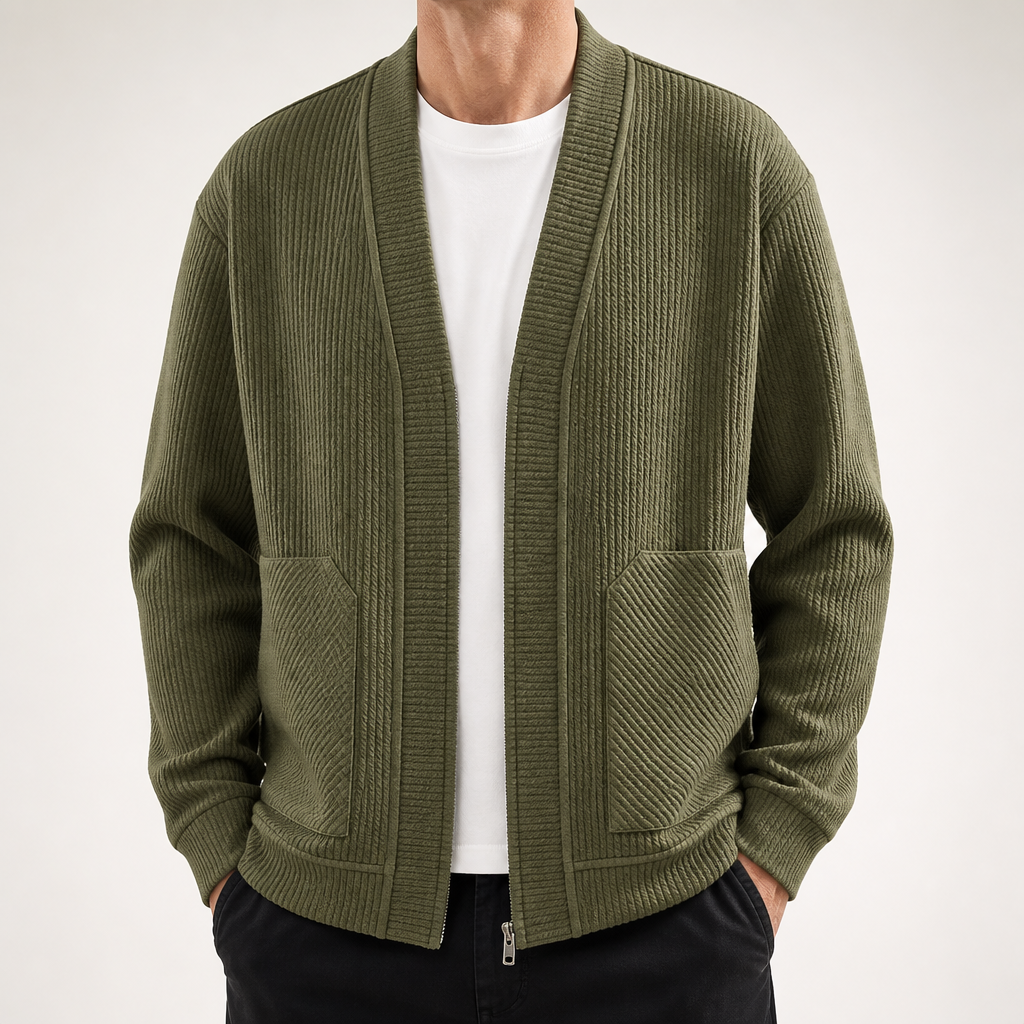 Rourke | Mens Jacket Zip Up Casual Lightweight Autumn Jacket, Army Green