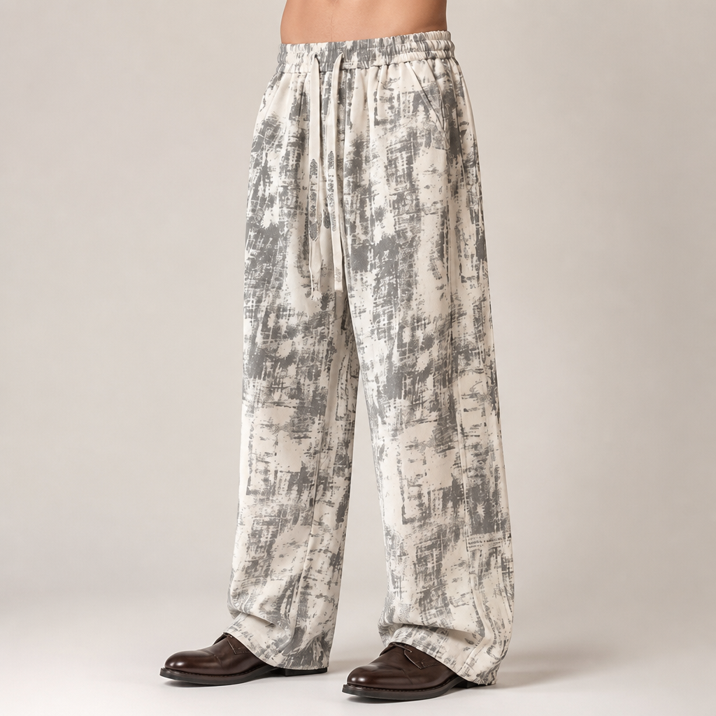 Rowan | Mens Casual Loose Fit Straight Leg Relaxed Smart Trousers, Apricot