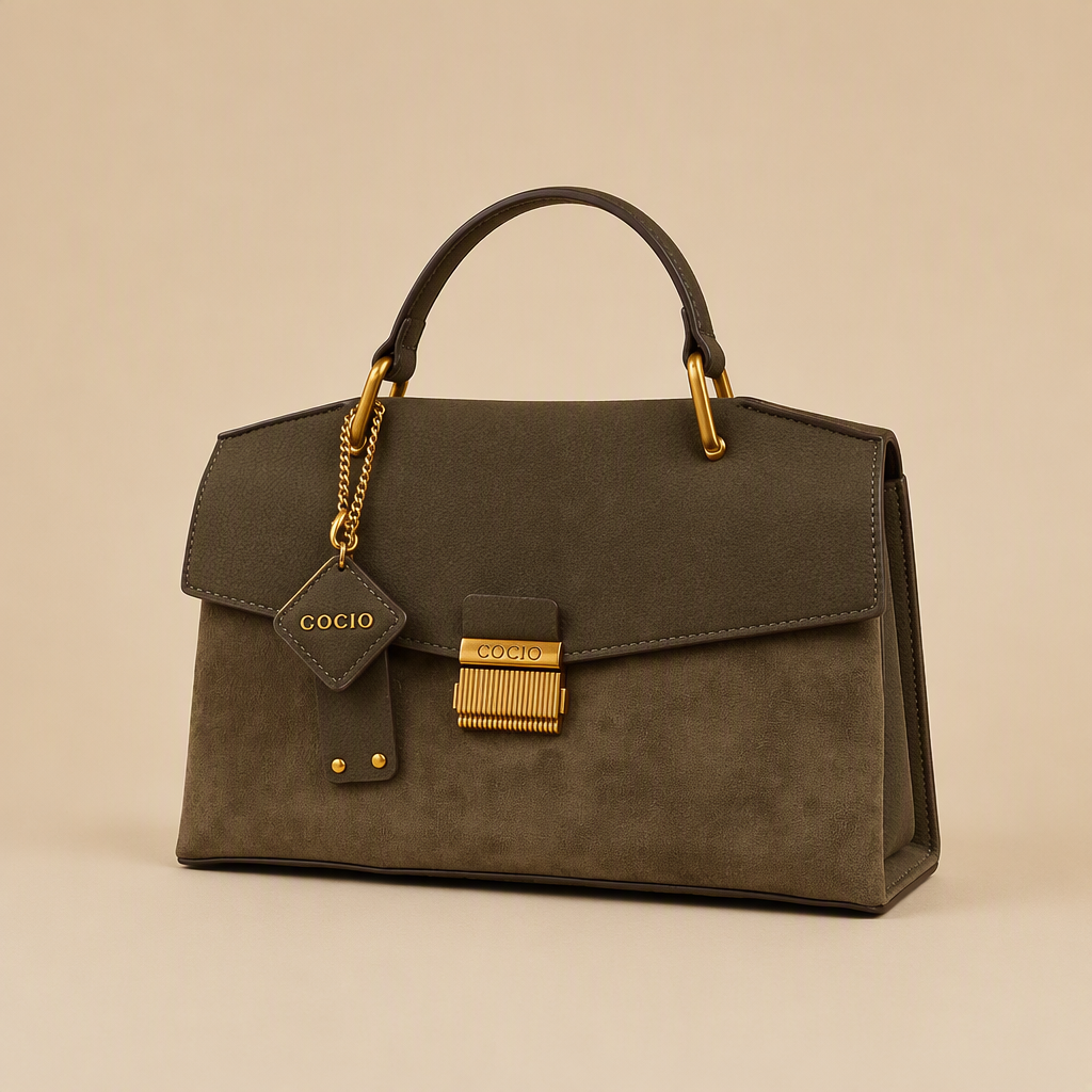 Rowena | Womens Shoulder Bag Crossbody Pebbled Lock Handbag, Brown
