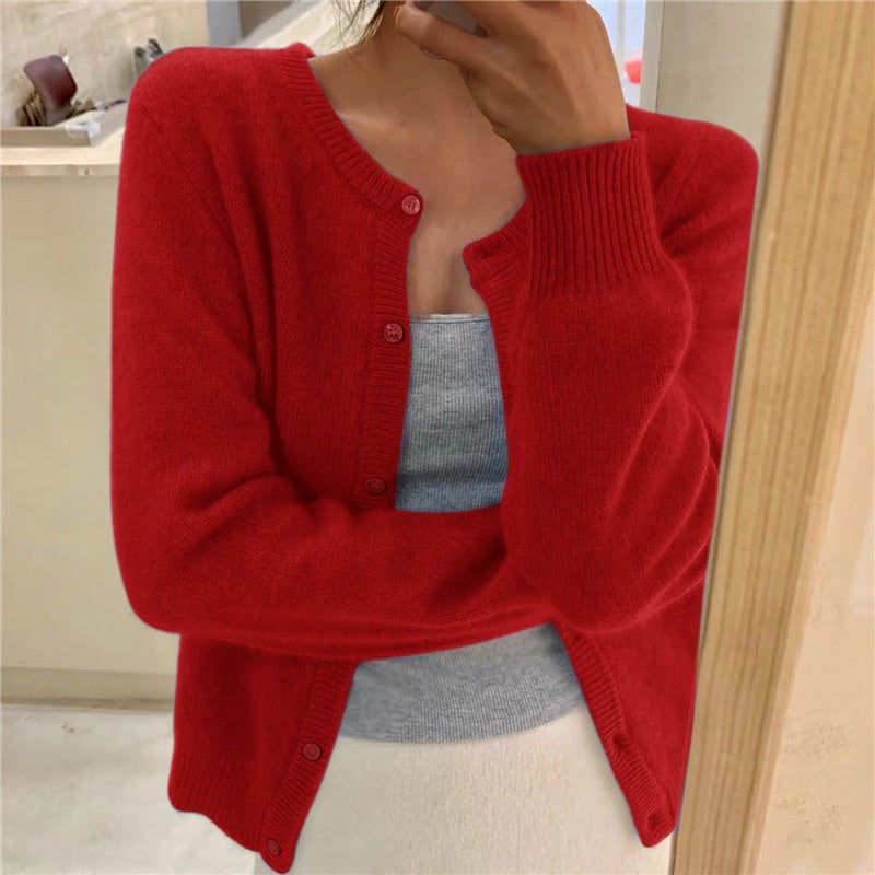 Rowena | Womens Knitted Cardigan Single Breasted Round Neck - 10