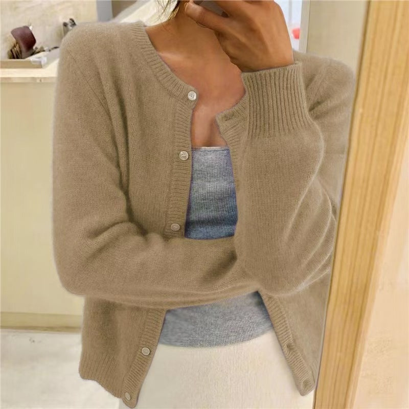 Rowena | Womens Knitted Cardigan Single Breasted Round Neck - 8
