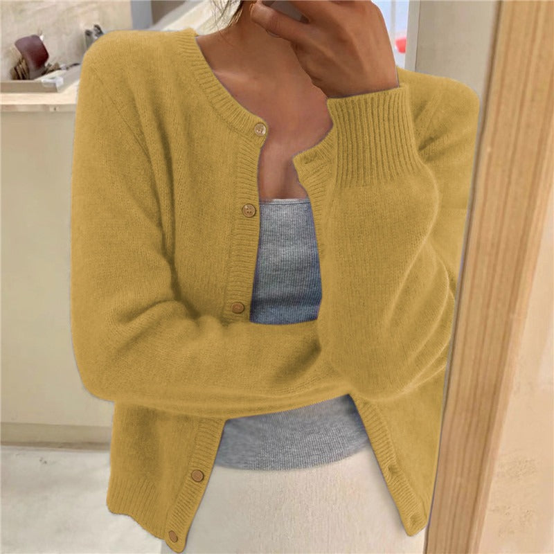 Rowena | Womens Knitted Cardigan Single Breasted Round Neck - 9