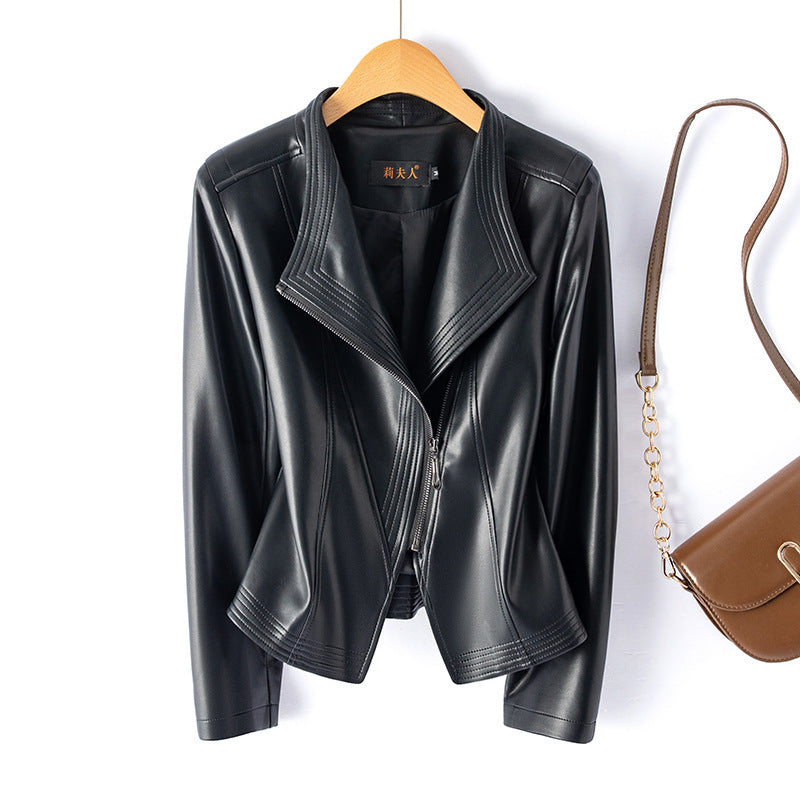 Roxane | Womens Slim Fit Leather Jacket - Black
