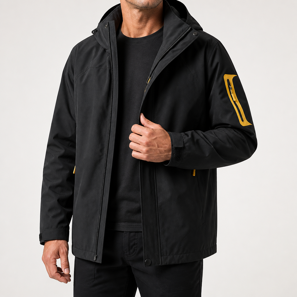 Rupert | Waterproof Hooded Windbreaker Jacket, Mens Black