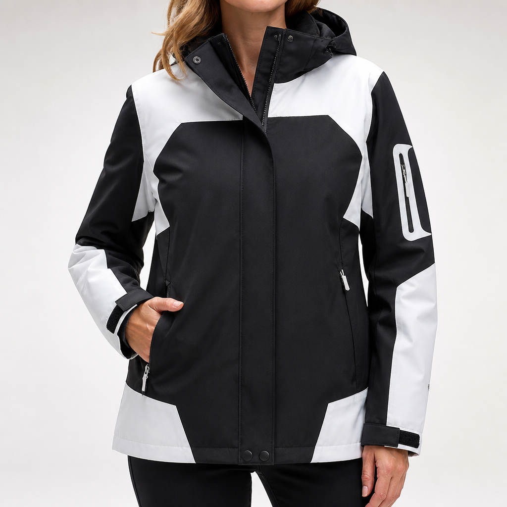 Rupert | Waterproof Hooded Windbreaker Jacket, Womens Black White