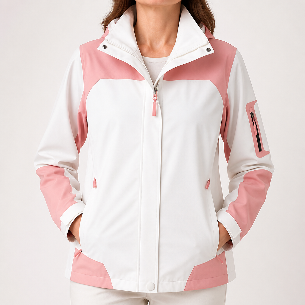 Rupert | Waterproof Hooded Windbreaker Jacket, Womens Pink White