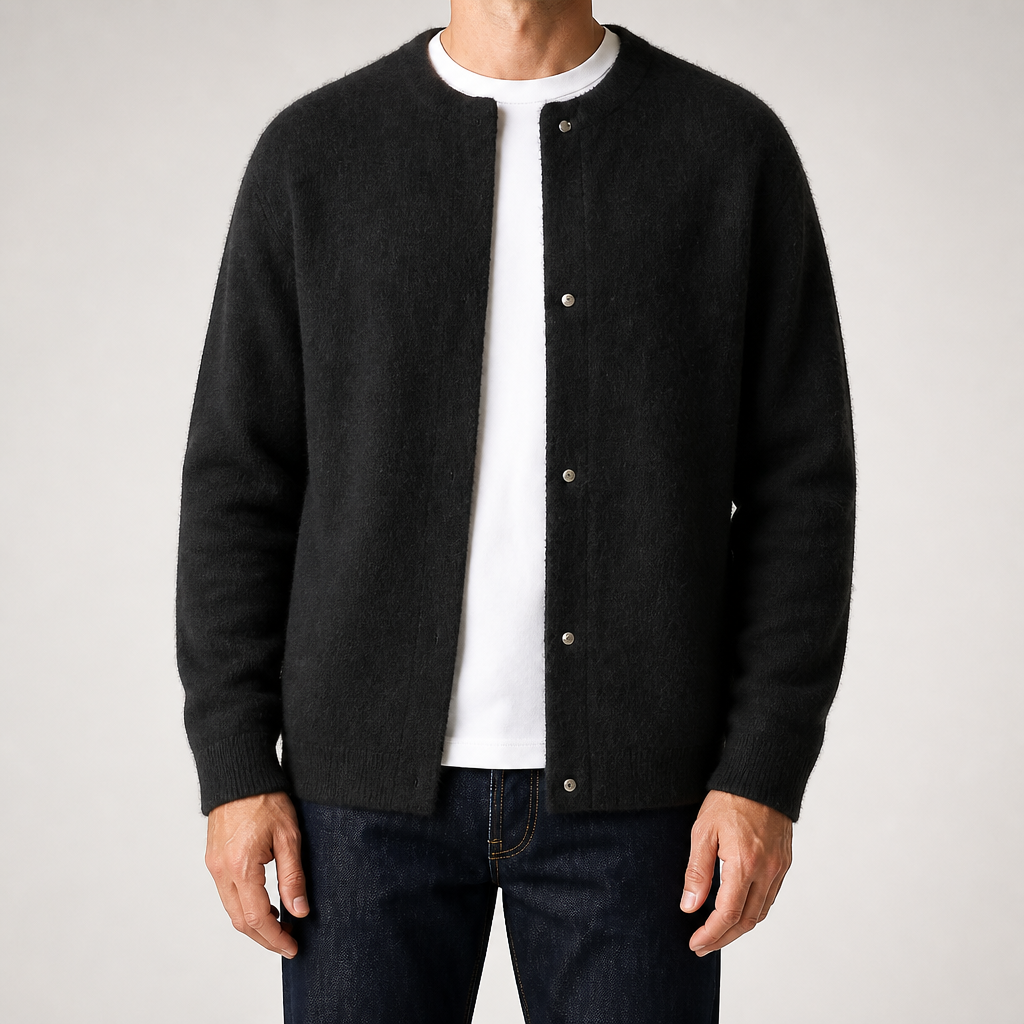 Sabian | Mens Knitted Jumper Soft Loose Casual Sweater, Black