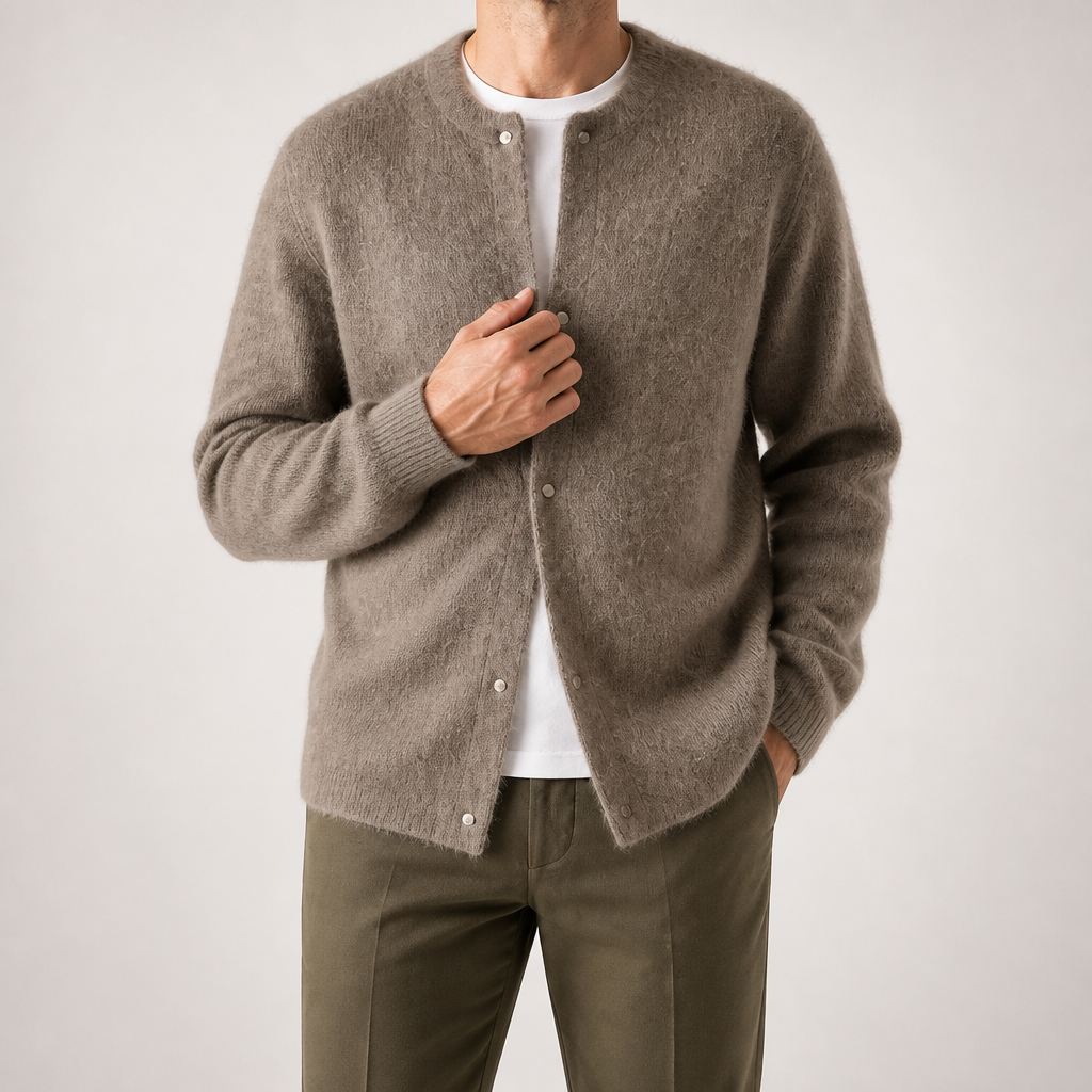 Sabian | Mens Knitted Jumper Soft Loose Casual Sweater, Brown
