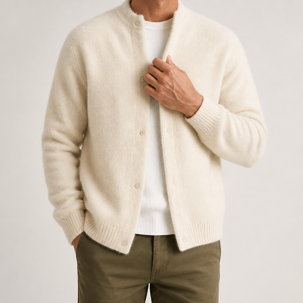 Sabian | Mens Knitted Jumper Soft Loose Casual Sweater, Creamy