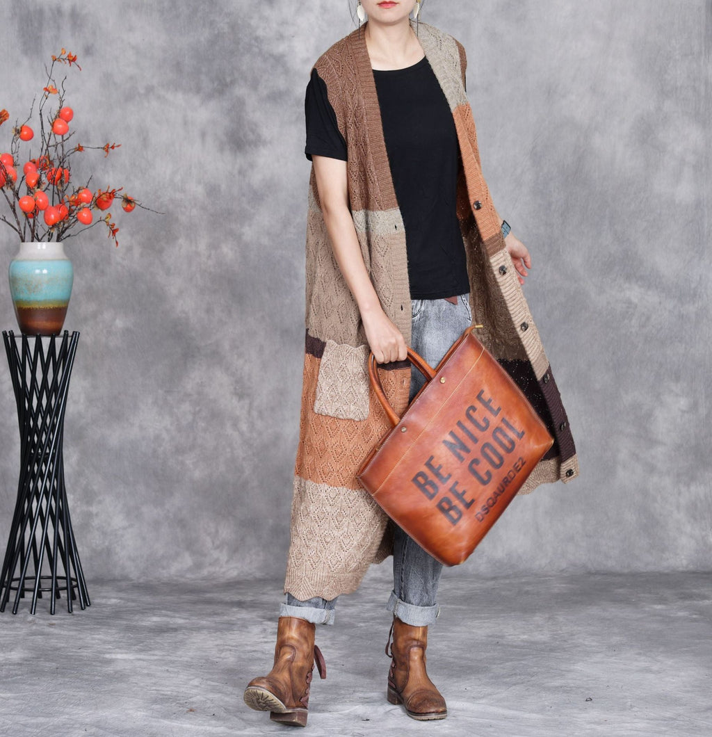 Sabine | Womens Colour Block Knit Longline Sleeveless Cardigan Vest - 6